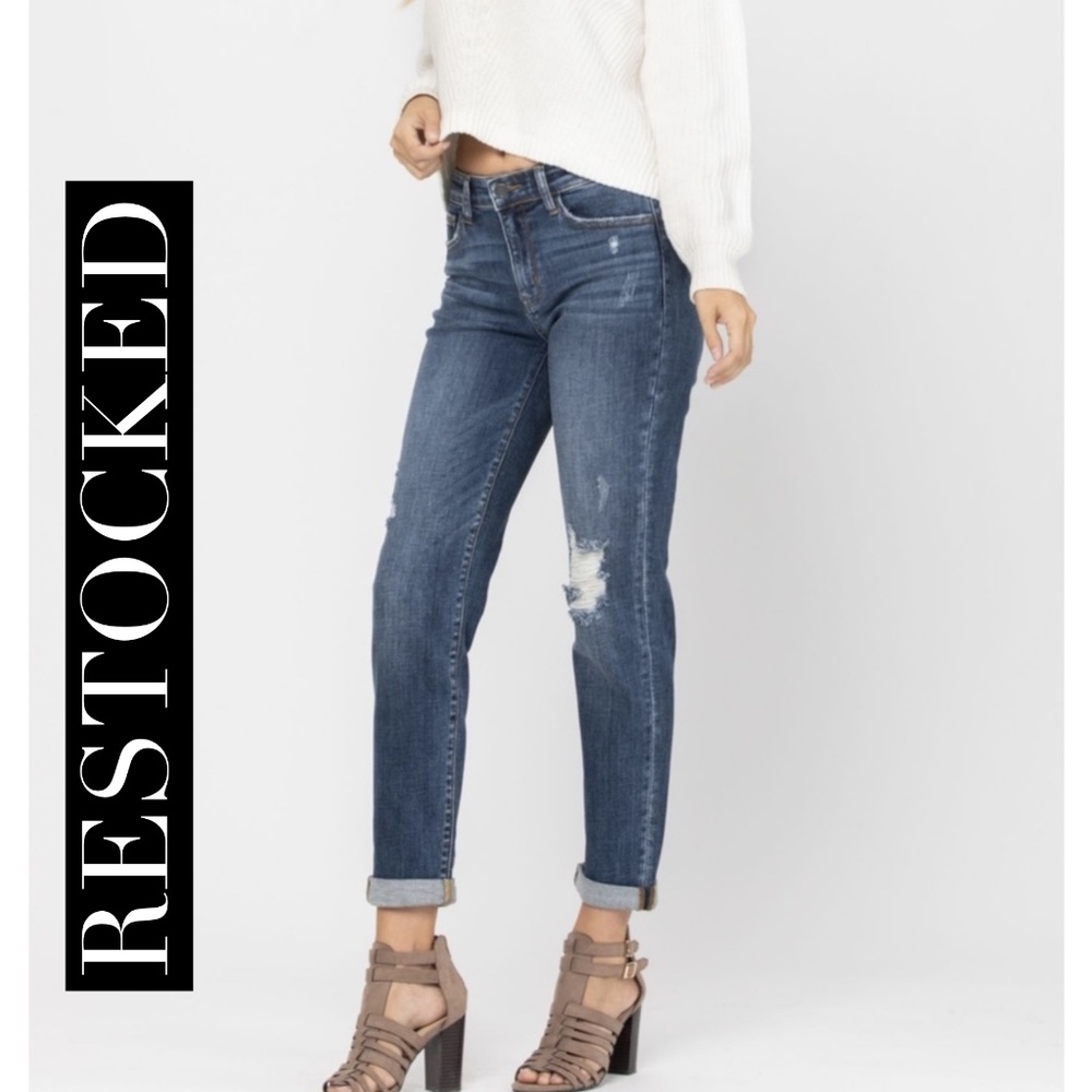 Judy Blue Destroyed Cuff Slim Fit Jeans